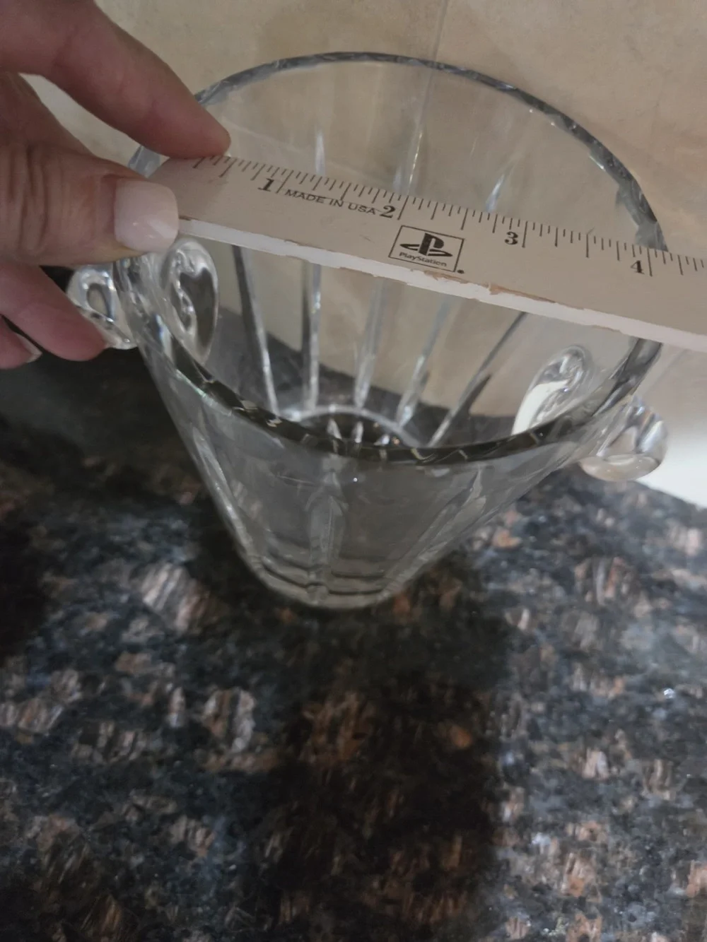 Clear Glass Ice Bucket with Decorative Handles